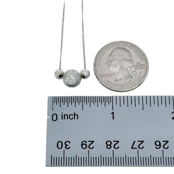Vintage Sterling Silver 925 Triple Ball Minimalist Design Necklace 19" - Picture 4 of 5